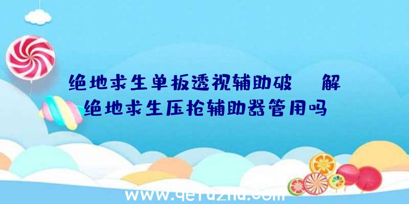 「绝地求生单板透视辅助破解」|绝地求生压枪辅助器管用吗